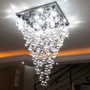 Ver imagem 1 de LUSTRE DE CRISTAL PARA SALA DE JANTAR , SALÃO DE FESTA,COM 80 CM DE ALTURA, BASE DE INOX POLIDO