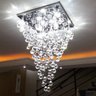LUSTRE DE CRISTAL PARA SALA DE JANTAR , SALÃO DE FESTA,COM 80 CM DE ALTURA, BASE DE INOX POLIDO - 1