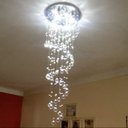Ver imagem 1 de LUSTRE DE CRISTAL, MODELO ESPIRAL, BASE DE INOX ESPELHADO COM 1,40 M DE ALTURA