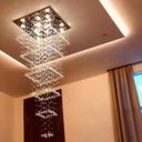 Ver imagem 1 de LUSTRE DE CRISTAL, BASE DE INOX ESPELHADO DE 60X60CM COM 3,80 METROS DE ALTURA