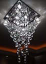 Ver imagem 1 de Lustre de Cristal para Sala de Estar Sala de Jantar, Base de Inox Polido 42x42Cm, com 90cm de Altura