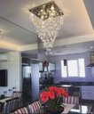 Ver imagem 2 de Lustre de Cristal para Sala de Estar Sala de Jantar, Base de Inox Polido 42x42Cm, com 90cm de Altura
