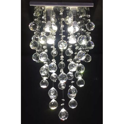 LUSTRE DE CRISTAL PARA, SALAS DE ESTAR E JANTAR COM 50CM DE ALTURA,BASE DE INOX ESPELHADO 30X30CM