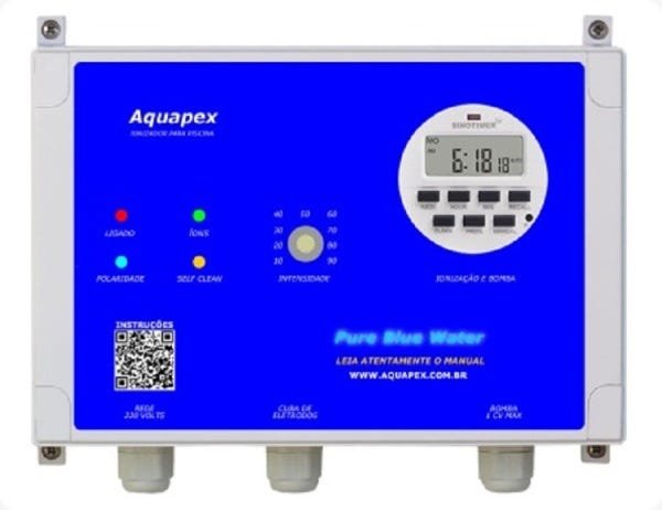 Ionizador Para Piscina 205 Mil Litros (205M³) Aquapex Pure Blue Water ION205KT - 1