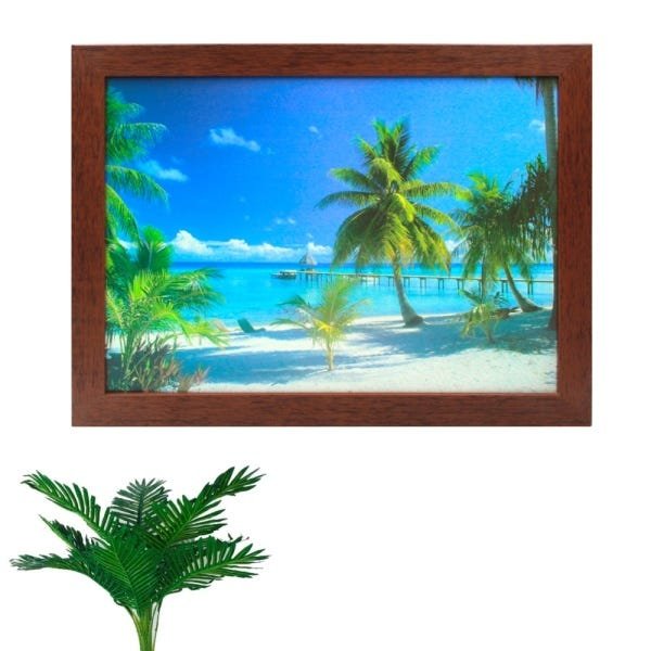 Quadro Decorativo Com Moldura Para Sala Estampa Praia Havaí - 1