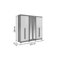 Guarda-Roupa Roupeiro Carraro Essence 6 Portas 1107 com Espelho Noc Cam Off-White - 2