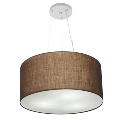 Lustre Pendente Cilíndrico Vivare Md-4186 Cúpula em Tecido 45x25cm - Bivolt - Café - Bivolt