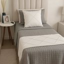 Ver imagem 1 de Peseira Drapeada Veludo Luxo 1,60x0,50m Dupla Face cama solteiro Branco