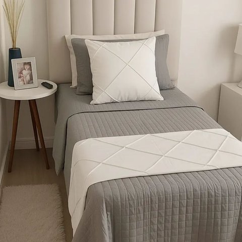 Peseira Drapeada Veludo Luxo 1,60x0,50m Dupla Face cama solteiro Branco