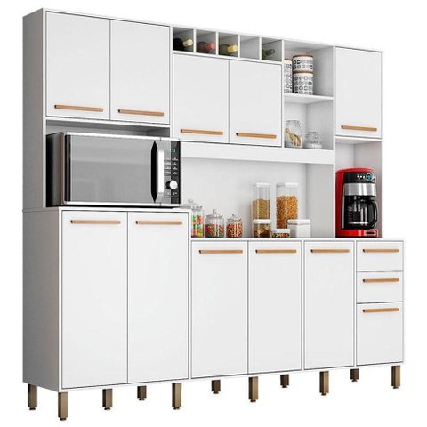 Kit Cozinha Compacta Petra Branco Cinamomo - Valdemóveis