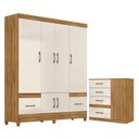 Ver imagem 1 de Guarda Roupa Casal Ms912 e Cômoda Vênus Freijó Off White– Moval