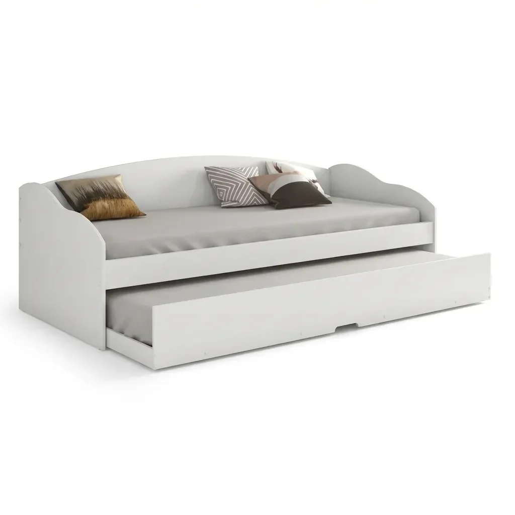 Ver imagem 2 de Bicama Solteiro Sofá Cama com Rodízios em MDF Funny  Branco