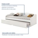 Ver imagem 5 de Bicama Solteiro Sofá Cama com Rodízios em MDF Funny  Branco