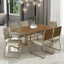 Ver imagem 3 de Conjunto Sala de Jantar 6 Cadeiras Fênix Carraro Dourada
