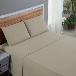 Kit Conjunto Lençol Casal com Fronhas 4 Peças Roupa de Cama Box 200 Fios Algodão:avela