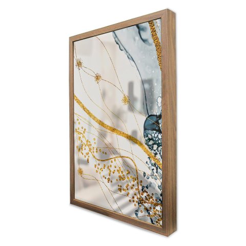 Quadro Decorativo Caixa Alta com Vidro Abstrato Mármore Delicado TaColado Moldura Madeira 40x60cm