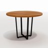 Mesa de Reunião Industrial Redonda 110cm Pés em Metal F5 Cor:nogal com Preto - 2