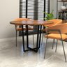 Mesa de Reunião Industrial Redonda 110cm Pés em Metal F5 Cor:nogal com Preto - 4