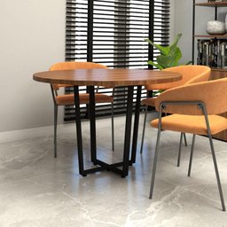 Mesa de Reunião Industrial Redonda 110cm Pés em Metal F5 - 4 Mesa de Reunião Industrial Redonda 110cm Pés em Metal F5 - 4