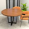 Mesa de Reunião Industrial Redonda 110cm Pés em Metal F5 Cor:nogal com Preto - 1