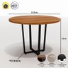 Mesa de Reunião Industrial Redonda 110cm Pés em Metal F5 Cor:nogal com Preto - 3