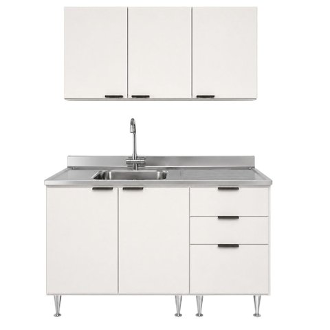 Kit Cozinha Aéreo Balcão Armário Compacto em MDF