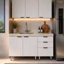 Ver imagem 3 de Kit Cozinha Aéreo Balcão Armário Compacto em MDF