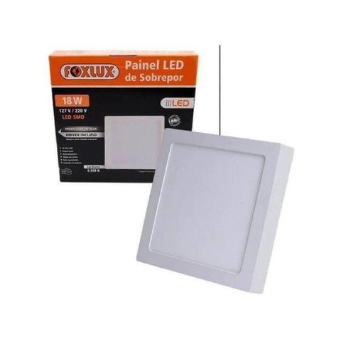 Kit 5 Kit 2 Painel Led 22x22 Quadrado Branco Embutir 18w 6500k Foxlux