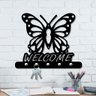 Porta Chaves de Parede 6mm Borboleta Welcome Decorativo em MDF:PRETO - 1