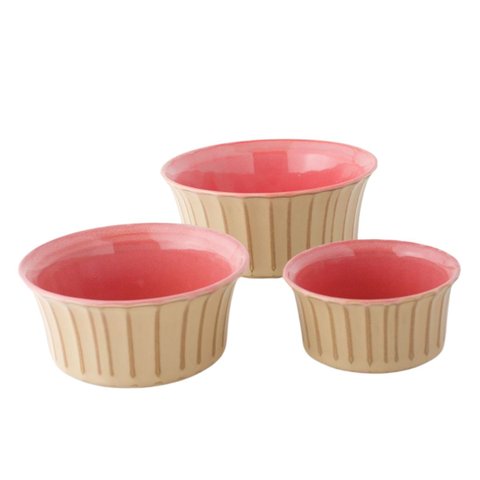 Jogo de Ramequins Blush em Cerâmica 3 Pcs