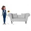 Ver imagem 3 de Recamier Sofá Divã Namoradeira Dubai Suede Branco - Fm