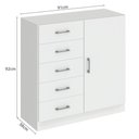 Ver imagem 3 de Cômoda Miami 91cm 5 Gavetas e 1 Porta Branco