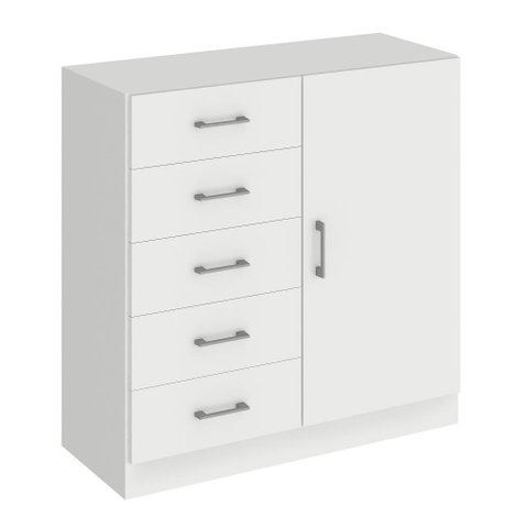 Cômoda Miami 91cm 5 Gavetas e 1 Porta Branco