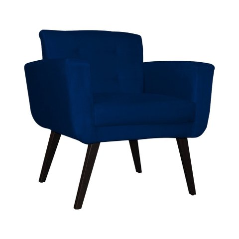 Conjunto 2 Poltrona Estofada Salão de Beleza Geovana Suede Azul Marinho - LM DECOR