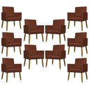 Ver imagem 1 de Kit 10 Poltronas Decorativas Mari Pé Palito Castanho - Terracota Suede