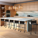 Ver imagem 6 de Kit 6 Bancos Quadrado Junco Argila para Bancada Alta Cozinha Área Gourmet Bistrô Piscina Bar