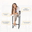 Ver imagem 4 de Kit 6 Bancos Quadrado Junco Argila para Bancada Alta Cozinha Área Gourmet Bistrô Piscina Bar