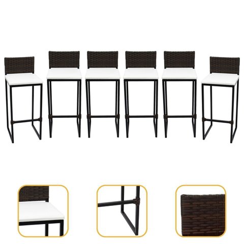 Kit 6 Bancos Quadrado Junco Argila para Bancada Alta Cozinha Área Gourmet Bistrô Piscina Bar