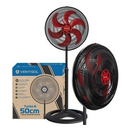 Ventilador Coluna Vermelho 50cm Pedestal 110V Turbo Ventisol - 1