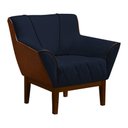 Ver imagem 3 de Poltrona Pérola Estofado Veludo Azul Petróleo Tecido Sintético Caramelo Base Madeira Maciça