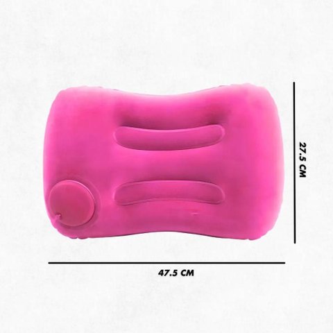 Travesseiro de Viagem Inflável Apoio de Pescoço Cabeça e Lombar Rosa Portátil Utimix