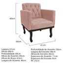 Ver imagem 4 de Kit Diva Recamier Diana 140cm Lado Esquerdo e 02 Poltronas Classic Suede Rosê - ADJ Decor