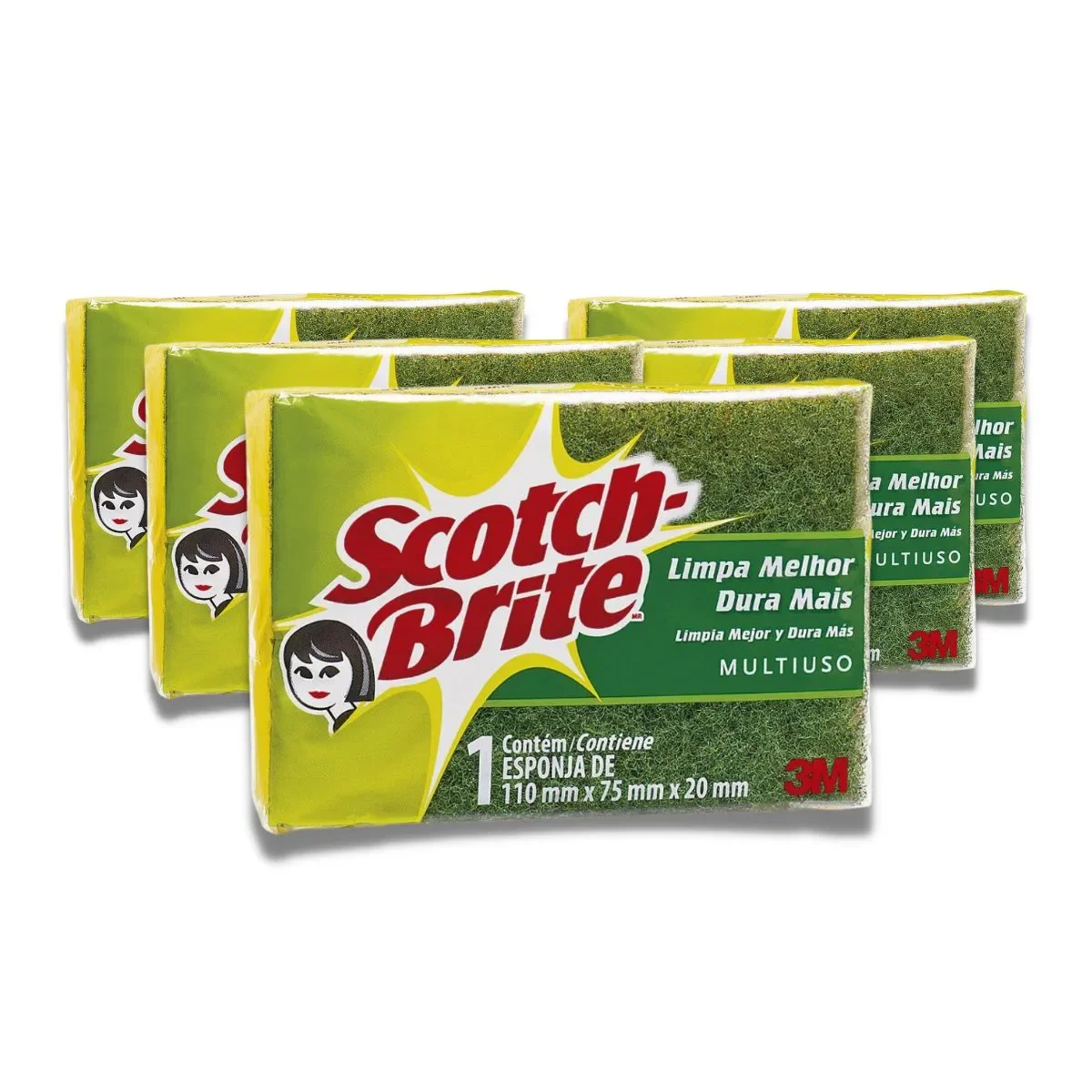 Kit 5 Esponjas Scotch Brite de Limpeza Dupla Face 3m - 1