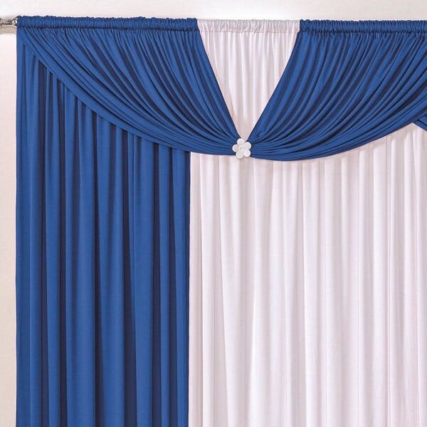 Cortina Londrina Azul/Branco 2,00M x 1,70M para Varão Simples - 2