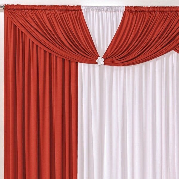 Cortina Londrina Vermelho/Branco 2,00M x 1,70M para Varão Simples - 2
