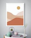 Ver imagem 1 de Quadro Decorativo Abstrato Sol Montanhas - 70x50cm:moldura Branca