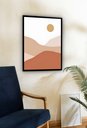Ver imagem 2 de Quadro Decorativo Abstrato Sol Montanhas - 70x50cm:moldura Branca