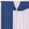 Cortina Londrina Azul/Branco 3,00M x 2,60M para Varão Simples - 2