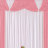 Cortina Londrina Rosa/Branco 3,00M x 2,60M para Varão Simples - 3