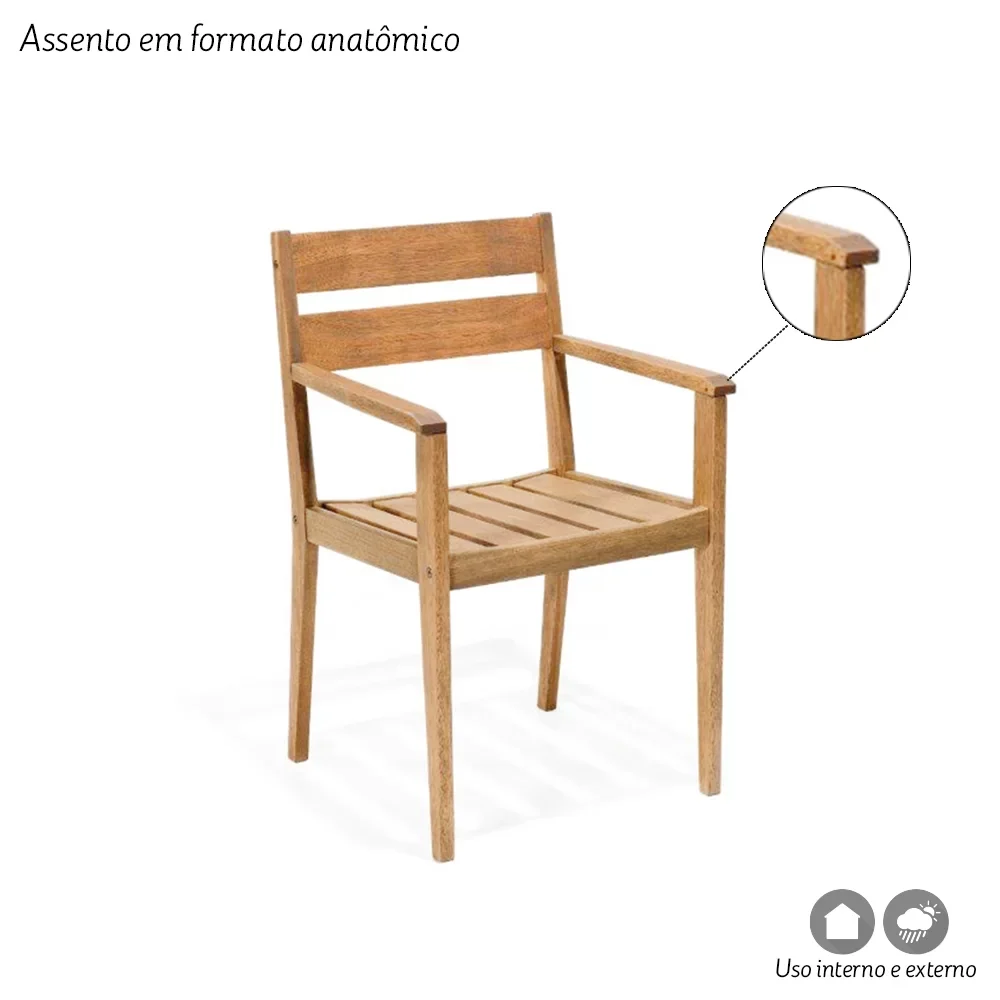 Cadeira com Braços em Madeira Maciça Verona Mestra - 4